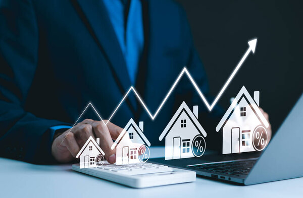 Concepto Inversión Inmobiliaria Crecimiento Del Mercado Analiza Las Tendencias Crecimiento — Foto de Stock
