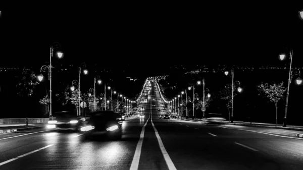 Nattväg Med Glödlampor Cabo Negro — Stockfoto