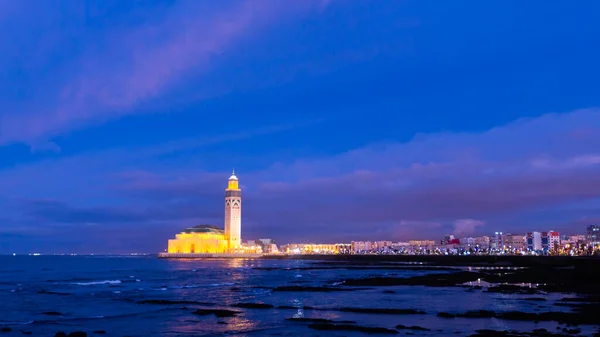 Hassan Casablanca Marruecos Con Cielo Azul Lleno Algunas Nubes — Foto de Stock