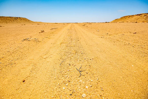 Camino Desértico Medio Del Sahara Marroquí — Foto de Stock