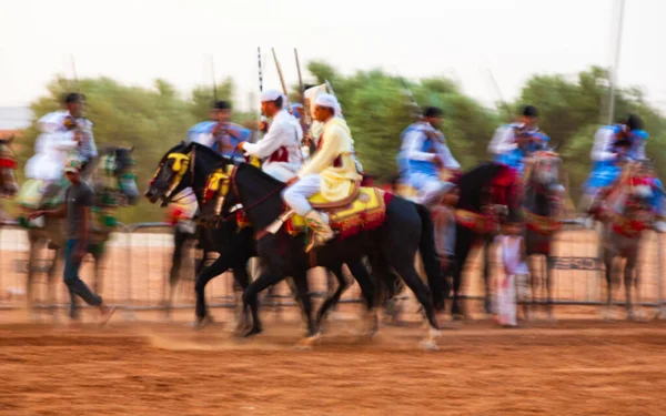 Essaouira Fas Ağustos 2023 Biniciler Geleneksel Fas Kıyafeti Şövalyelerin Aksesuarları — Stok fotoğraf