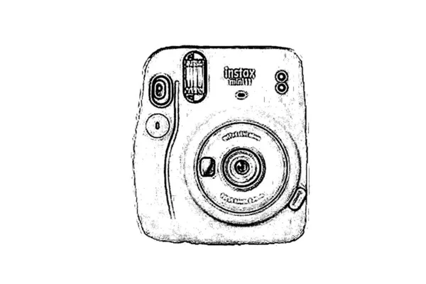 Σκίτσο Της Φωτογραφικής Μηχανής Ασπρόμαυρο — Φωτογραφία Αρχείου