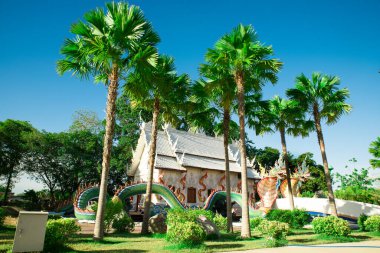 CHONBURI İspatlama, Tayland - 3 Haziran 2022. Wat Nong Chap Tao Tapınağı gün ortasında açık havada, geniş açıyla.