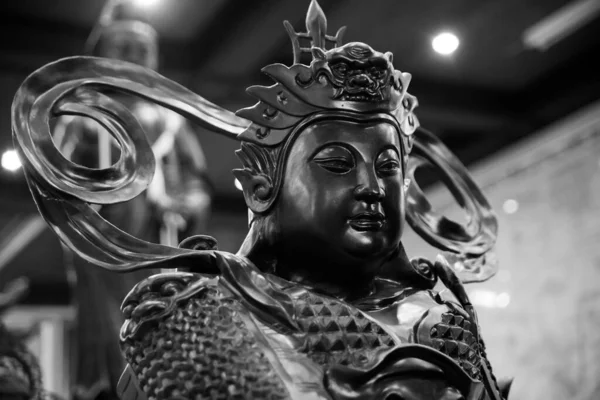 Κοντινό Πλάνο Ενός Αγάλματος Πολεμιστή Τερακότα Κινεζικός Πολιτισμός Βουδισμός — Φωτογραφία Αρχείου
