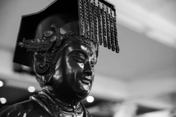Κοντινό Πλάνο Ενός Βουδιστικού Θεϊκού Αγάλματος Κινεζικός Πολιτισμός Βουδισμός — Φωτογραφία Αρχείου