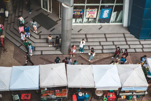 Bangkok Tailândia Julho 2022 Pessoas Compram Comida Num Mercado Rua — Fotografia de Stock