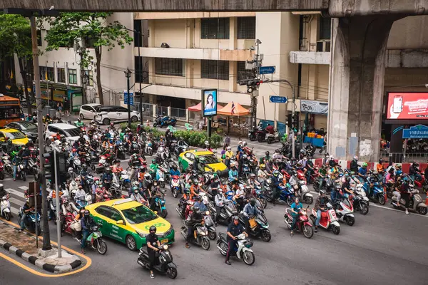 Bangkok Thailand Juli 2022 Massen Von Motorrädern Und Motorrädern Warten Stockfoto
