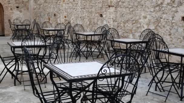 Empty Chairs Tables Outdoors Video Clip