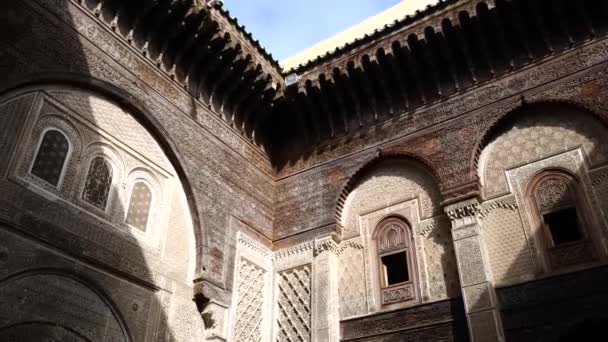 Historyczna Konstrukcja Islamska Łuki Starożytnym Stylem Muzułmańskim Mozaika — Wideo stockowe