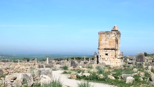 Alte Römische Ruinen Antike Archäologische Stätte — Stockvideo