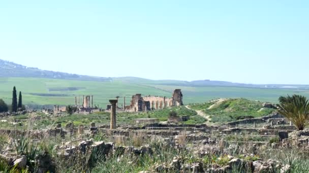 Oude Romeinse Ruïnes Oude Archeologische Site — Stockvideo