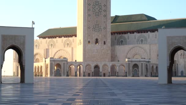 Όμορφο Τζαμί Χασάν Στην Καζαμπλάνκα Μαρόκου — Αρχείο Βίντεο