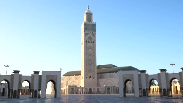 Hermosa Mezquita Hassan Casablanca Marruecos — Vídeo de stock