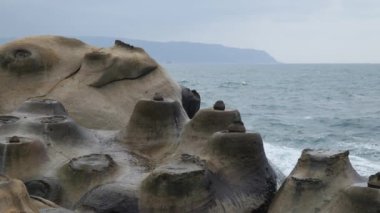 Tayvan 'da Geopark' ta deniz kıyısındaki güzel eşsiz manzara.