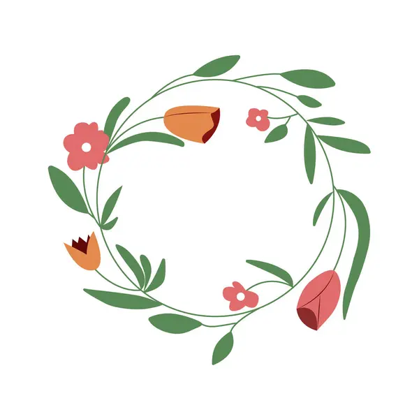 Çiçek çelengi minimalist yuvarlak. Tebrik kartı ya da davetiye için. Düğün ya da doğum günü. Güzellik endüstrisi, logo veya hediye kartı için.