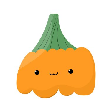 Tatlı çizgi film balkabağı. Cadılar Bayramı illüstrasyonu. Kawaii balkabağı