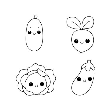 Sebze seti. Salatalık, turp, lahana, patlıcan.