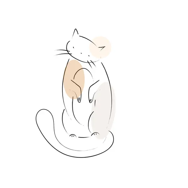 Şirin kedi soyut el çizimi