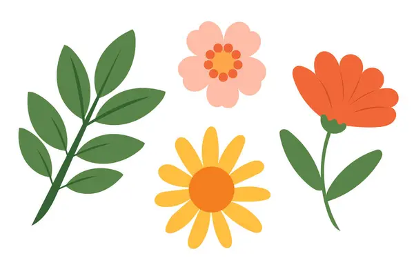 Minimalist Çiçek ve Yapraklar, Modern Tasarım, Doğa İlham Veren Dekor ve Sanatsal İllüstrasyonlar İçin Basit ve Zarif Botanik Elementler