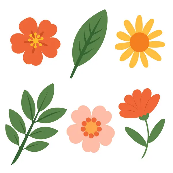 Sade çiçekler ve yeşil yapraklarla kurulmuş