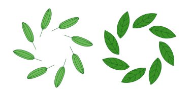 Basit yapraklardan yeşil yuvarlak çerçeveler.