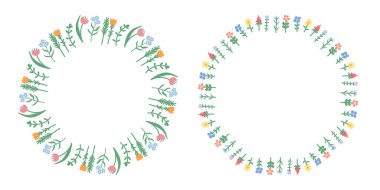 Çiçekli yuvarlak çerçeve seti.