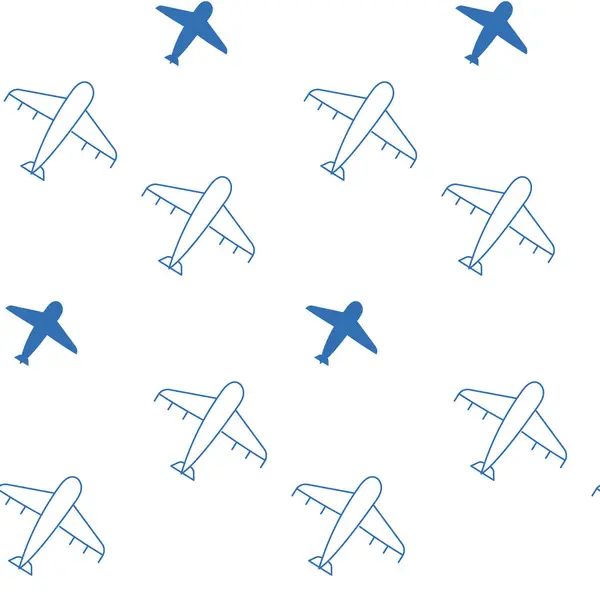 Beyaz arkaplanda mavi uçak pürüzsüz desen