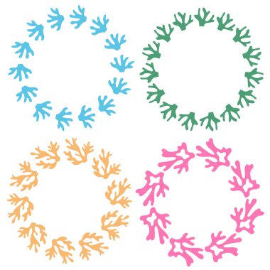 Pembe, yeşil, mavi, turuncu renkli mercan çerçeveler..