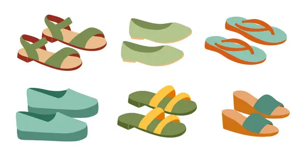 Yeşil renkli kadınlar için bir çift yaz ayakkabısı.