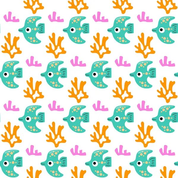 Tropikal balık ve mercanlarla kusursuz desen