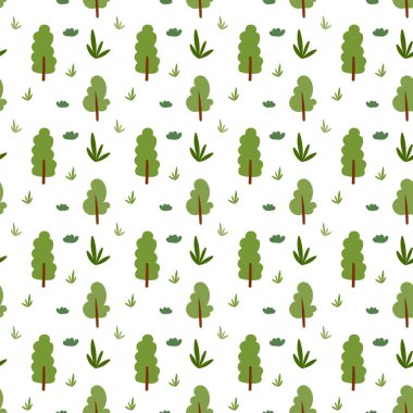 Beyaz arkaplanda orman ağacı deseni