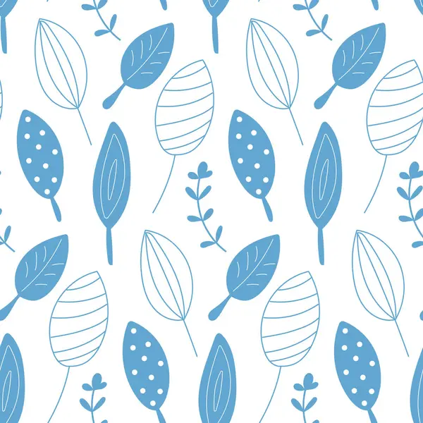 Mavi yapraklar pürüzsüz desen. Saf mavi yapraklar. Minimalist çiçek deseni.