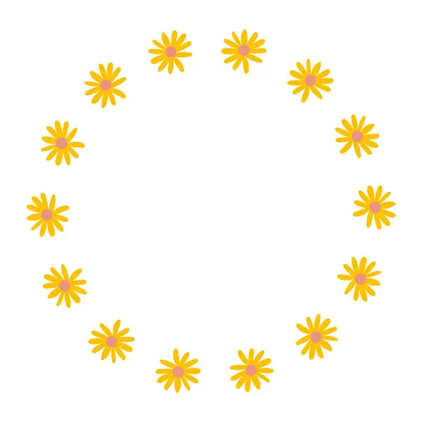 Yuvarlak çerçeve, sarı basit çiçekler..