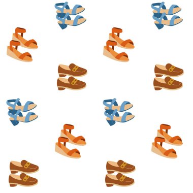 Ayakkabı mağazası için kusursuz desen. Yaz modasına uygun kadın ayakkabıları.