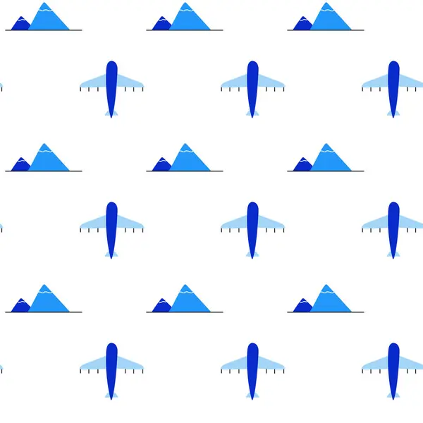 Uçak ve dağlar pürüzsüz desen. Mavi pürüzsüz desen.