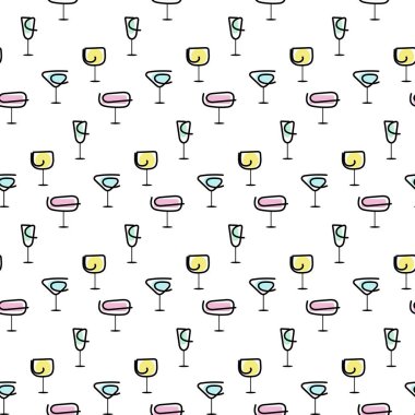 Coctails and drinks seamless pattern. Summer pattern. Drink background