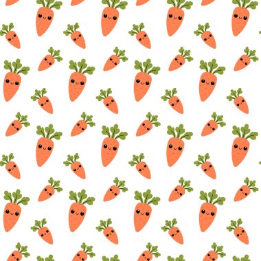 Havuç desensiz. Kawaii yüzlü şirin havuç..