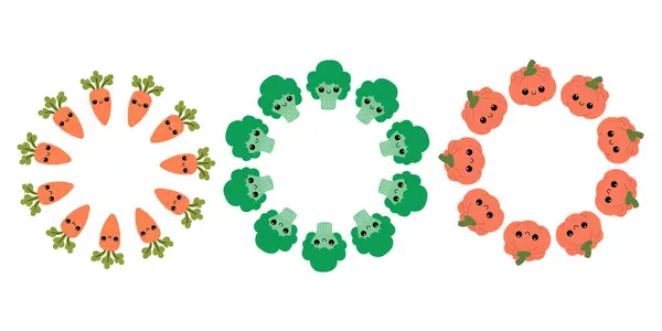 Sebzeli yuvarlak çerçeveler. Tatlı sebze çelenkleri..