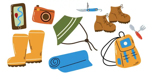 Kamp ateşi kuruldu. Yürüyüş elemanları.