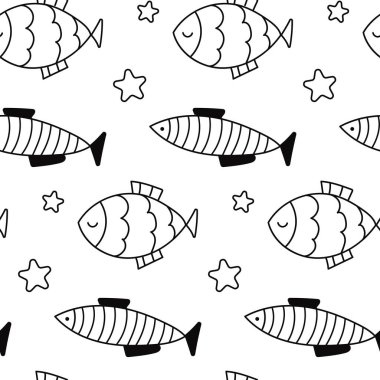 Yıldızsız desenli balıklar. Siyah beyaz balık deseni.