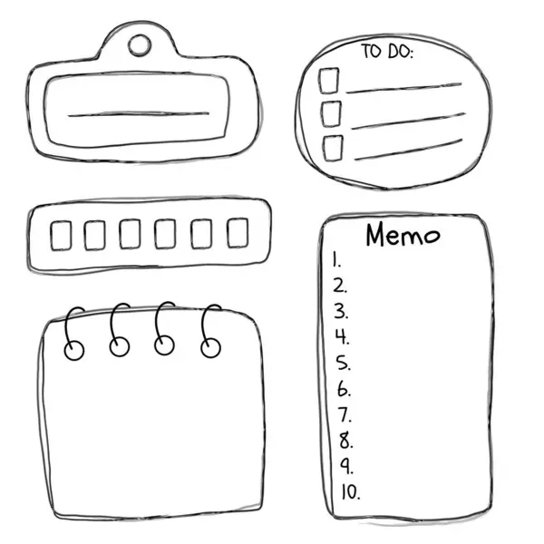 Günlük veya planlayıcı için el çizimi not şablonları.
