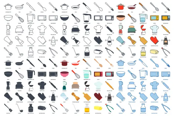Cooking Mega Set Icon Set Included Icons Knife Bowl Blender — Stock Vector