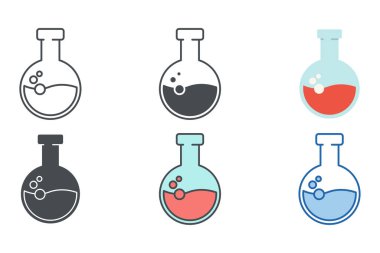 Kimya şişesi, grafik ve web tasarım koleksiyonu logo çizimi için test tübü simgesi şablonu