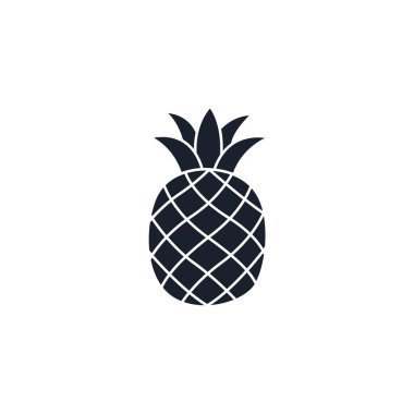 Ananas Simgesi Vektör İllüstrasyonu. Yaz Markaları, Sağlıklı Atıştırmalar ve Parti Tasarımları için Tropik Meyve Sembolü