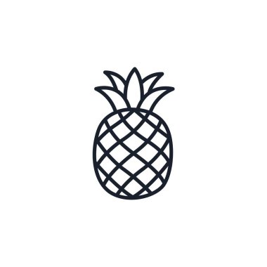 Ananas Simgesi Vektör İllüstrasyonu. Yaz Markaları, Sağlıklı Atıştırmalar ve Parti Tasarımları için Tropik Meyve Sembolü
