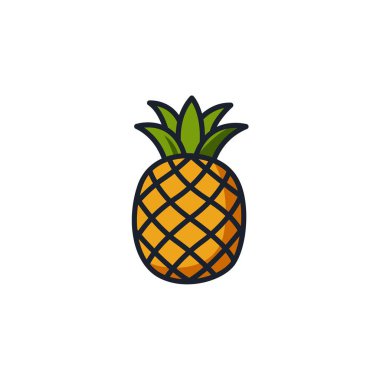 Ananas Simgesi Vektör İllüstrasyonu. Yaz Markaları, Sağlıklı Atıştırmalar ve Parti Tasarımları için Tropik Meyve Sembolü