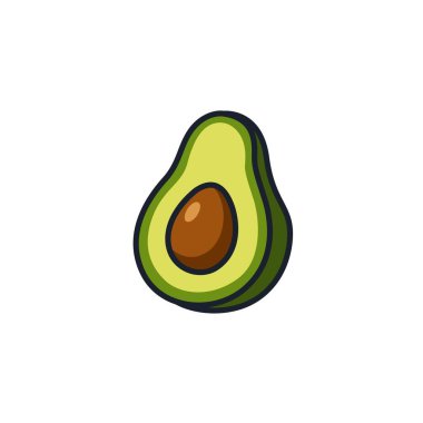 Avokado Simgesi Vektör İllüstrasyonu. Modern Markalaşma, Beslenme ve Vegan Tasarımları İçin Sağlıklı Süpergıda Sembolü