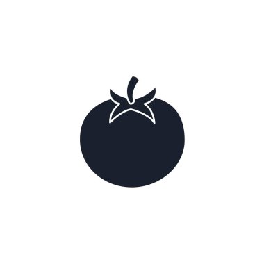 Domates Simgesi Vektör İllüstrasyonu. Sağlıklı Markalar, Soslar ve Organik Tasarımlar İçin Taze Kırmızı Sebze Sembolü