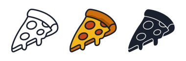 Pizza Dilimi Simgesi Vektör İllüstrasyonu. Restoran Markası ve İştah Açıcı Tasarımlar için İtalyan Fast Food Sembolü