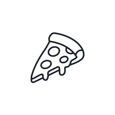 Pizza Dilimi Simgesi Vektör İllüstrasyonu. Restoran Markası ve İştah Açıcı Tasarımlar için İtalyan Fast Food Sembolü